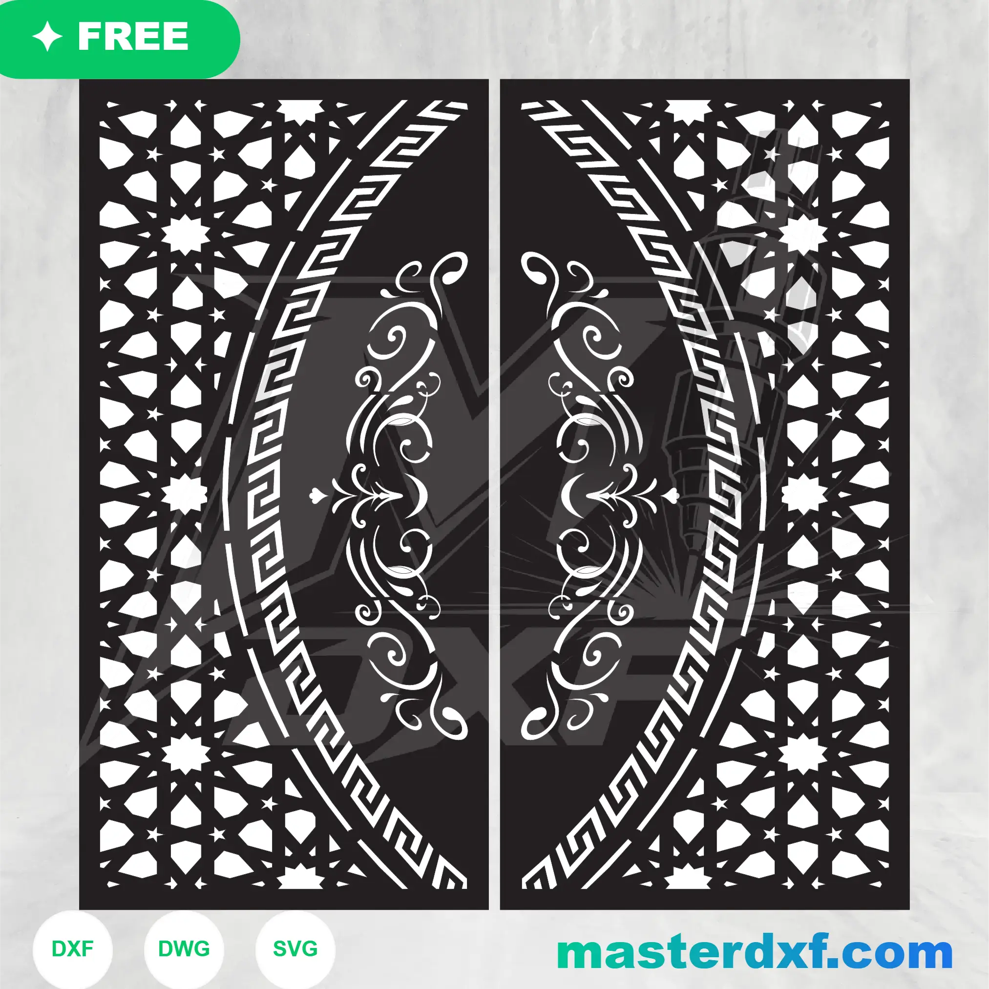 Geometric Interlocking Islamic Star Fretwork Panel for CNC Routing DXF File